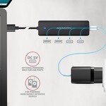 AXAGON HUE-C2A, cestovný rozbočovač s 4× USB 5 Gbps, 2× USB-A + 2× USB-C, napájanie cez USB-C, kábel USB-A 19 cm