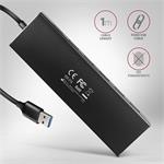 AXAGON HUE-F7A, 7x USB 3.2 Gen 1 ALU FLAT CHARGING hub, napájací konektor micro USB, 1m kábel USB-A
