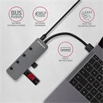 AXAGON HUE-MSA, 4x USB 3.2 Gén 1 SWITCH húb, kovový