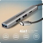 AXAGON HUE-STC, 4x USB ALU STRIP hub, 1x USB-A 5Gbps, 2x USB-A a 1x USB-C 480Mbps, kábel USB-C 12cm