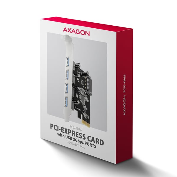 AXAGON PCEU-430RS, PCIe řadič 4× ext. USB-A 5 Gbps port