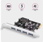 AXAGON PCEU-430RS, radič PCIe 4× ext. USB-A 5 Gb/s port
