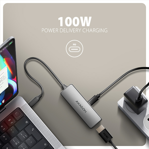 AXAGON RVC-HI8KPD, USB-C -> HDMI 2.1 redukce / adaptér, 8K/60Hz, 4K/144Hz, HDR10+, PD100W