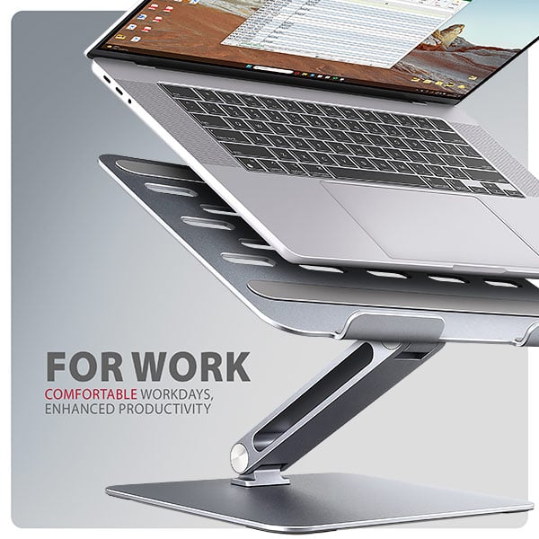 AXAGON STND-LQ, hliníkový HQ stojan pro notebooky 10"-17.3", nastavitelná výška a úhel, šedý
