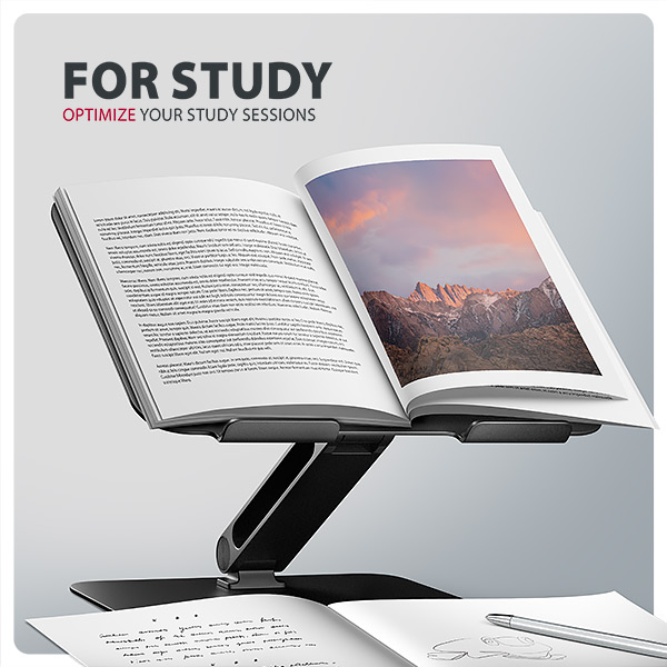 AXAGON STND-LQB, hliníkový HQ stojan pro notebooky 10"-17.3", černý