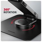 AXAGON STND-LRB, hliníkový stojan pro notebooky 10"-17.3" s nastavitelnou výškou, úhlem a 360° rotací, černý