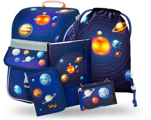 BAAGL 5 SET Zippy Planets: aktovka, peračník, taška, peňaženka, zakladače