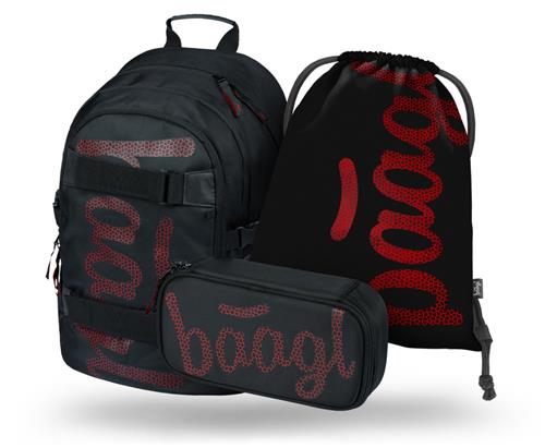 BAAGL SET 3 Skate Red: batoh, peračník, taška