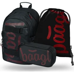 BAAGL SET 3 Skate Red: batoh, peračník, taška