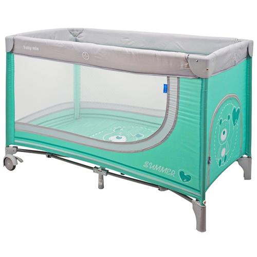 Baby Mix Detská cestovná postieľka Medvedík mätový