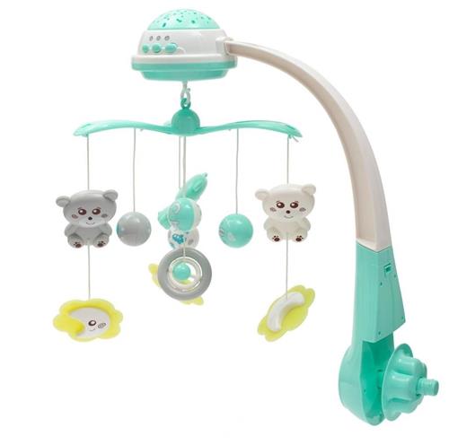 Baby Mix Kolotoč nad postýlku se světelným projektorem mátový