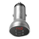 Baseus CCBX-0S Digital Display nabíječka do auta 2xUSB 24W stříbrná