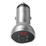 Baseus CCBX-0S Digitálna nabíjačka do auta s displejom 2xUSB 24W strieborná