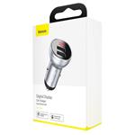 Baseus CCBX-0S Digitálna nabíjačka do auta s displejom 2xUSB 24W strieborná
