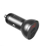 Baseus Digital Display set duálního adaptéru do automobilu 2* USB-A a opleteného kabelu 3v1 4,8A, černá