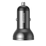 Baseus duálny USB adaptér do auta s displejom 4,8A 24W, sivý