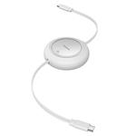 Baseus Free2Pull USB-C/USB-C navíjací kábel s nastaviteľnou dĺžkou do 1 m 100 W biely