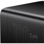 Baseus GaN3 Pro rýchlonabíjací stolný adaptér 2x USB-C + 2x USB-A + AC 100W 1,5 m kábel čierny
