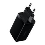 Baseus GaN3 rychlo nabíjecí adaptér 2x USB-C + USB 65W + kabel USB-C do USB-C 1m, černá