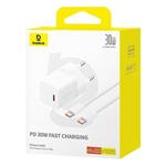 Baseus GaN5 30W sieťová nabíjačka s káblom USB-C/USB-C 100W 1m, 1xUSB-C biela