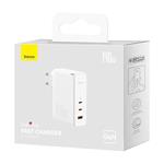 Baseus GaN5 Pro rýchlonabíjací adaptér 2x USB-C + USB-A 140W biely