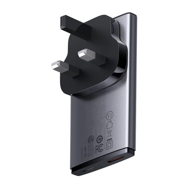 Baseus GaN5 Pro Ultra Slim USB-C/USB-A 65 W nabíjačka sivá