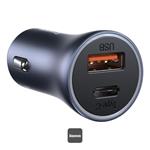 Baseus Golden Contactor Pro nabíjačka do auta s káblom USB-C 1m 40W 1x USB, 1x USB-C sivá