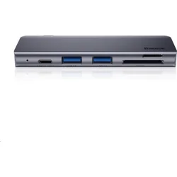 Baseus Harmonica multifunkční HUB adaptér 5v1 (USB-C, USB3.0, TF/SD), šedá