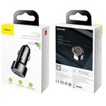Baseus Magic USB-C PD, USB-A 45W nabíjačka do auta s displejom čierna