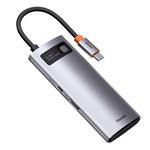 Baseus Metal Gleam Series 5in1 HUB USB-C (USB-C PD 100W, 3* USB 3.0, HDMI) sivá