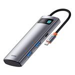 Baseus Metal Gleam Series 7v1 HUB USB-C (USB-C PD 100W, USB-C, 2* USB 3.0, HDMI, SD TF port) šedá