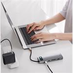 Baseus Metal Gleam Series 9in1 USB-C HUB (USB-C PD 100W, 3 USB 3.0, HDMI, VGA, RJ45, SD/TF port), sivá
