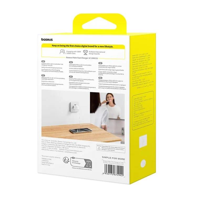 Baseus Palm 20W, 1xUSB-C nabíjačka biela