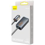 Baseus rychlo nabíječka do auta s prodlužovacím kabelem 3x USB-A, 1x Type-C 120W šedá