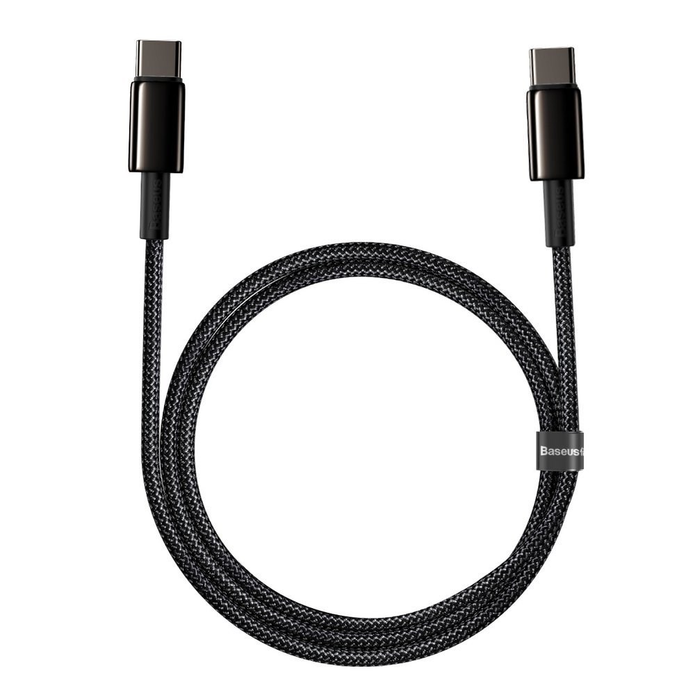 Baseus Tungsten Gold rychlonabíjecí / datový kabel USB-C na USB-C 100W 1m, černá