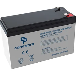 Batéria Conexpro AGM 12V, 7,2Ah, životnosť 5 rokov, Faston 6,3