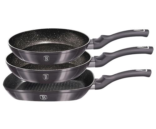 BerlingerHaus 3-dielna sada panvíc s mramorovým povrchom Carbon PRO Line