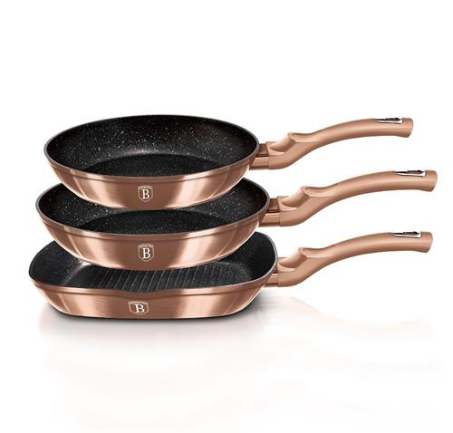 BerlingerHaus 3dílná sada pánví s mramorovým povrchem Copper Metallic Line 