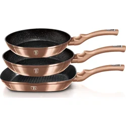 BerlingerHaus 3dílná sada pánví s mramorovým povrchem Copper Metallic Line 