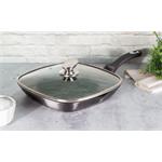 BerlingerHaus Grilovacia panvica s mramorovým povrchom a poklopom Carbon PRO Line, 28 cm