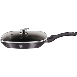 BerlingerHaus Grilovacia panvica s mramorovým povrchom a poklopom Carbon PRO Line, 28 cm