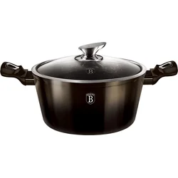 BerlingerHaus Kastrol s mramorovým povrchem Shiny Black Collection 2 poklice, 28 cm