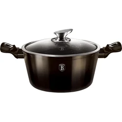 BerlingerHaus Kastról s mramorovým povrchom Shiny Black Collection 2 pokrievky, 20 cm