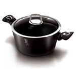 BerlingerHaus Kastrol s poklicí s mramorovým povrchem Black Silver Collection, 20 cm