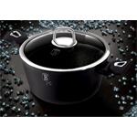 BerlingerHaus Kastrol s poklicí s mramorovým povrchem Black Silver Collection, 24 cm