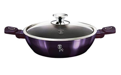 BerlingerHaus Nízky hrniec s mramorovým povrchom a pokrievkou Purple Eclipse Collection, 24 cm