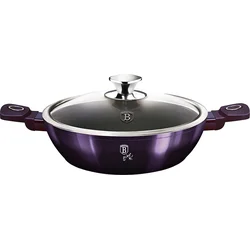 BerlingerHaus Nízký kastrol s mramorovým povrchem a poklicí Purple Eclipse Collection, 24 cm