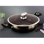 BerlingerHaus Nízký kastrol s mramorovým povrchem a poklicí Shiny Black Collection, 24 cm