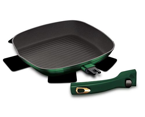 BerlingerHaus Pánev grilovací s mramorovým povrchem a odnímatelnou rukojetí Emerald Collection, 28 cm