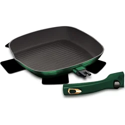 BerlingerHaus Pánev grilovací s mramorovým povrchem a odnímatelnou rukojetí Emerald Collection, 28 cm
